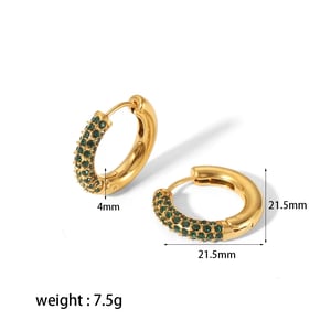 1 paio di orecchini a cerchio da donna in acciaio inossidabile placcato Colore oro 18 carati con strass e forma ad anello in stile dolce e lussuoso h5 Immagine3